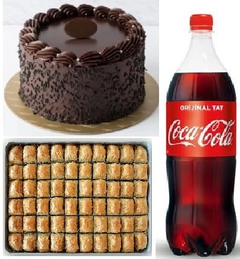 Aile Boyu Tatlı Keyfi: Çikolatalı Pasta Baklava ve 1 Litre Cola