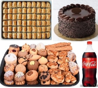 Lezzetli Dörtlü: Yaş Pasta 1 Kg Kuru Pasta 1 Kg Baklava ve 1 Lt Kola
